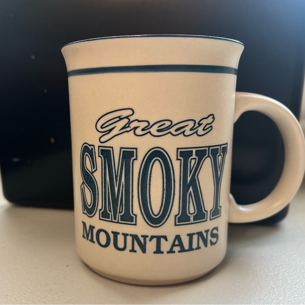 Vintage Great Smoky Mountains Cream Ceramic Mug